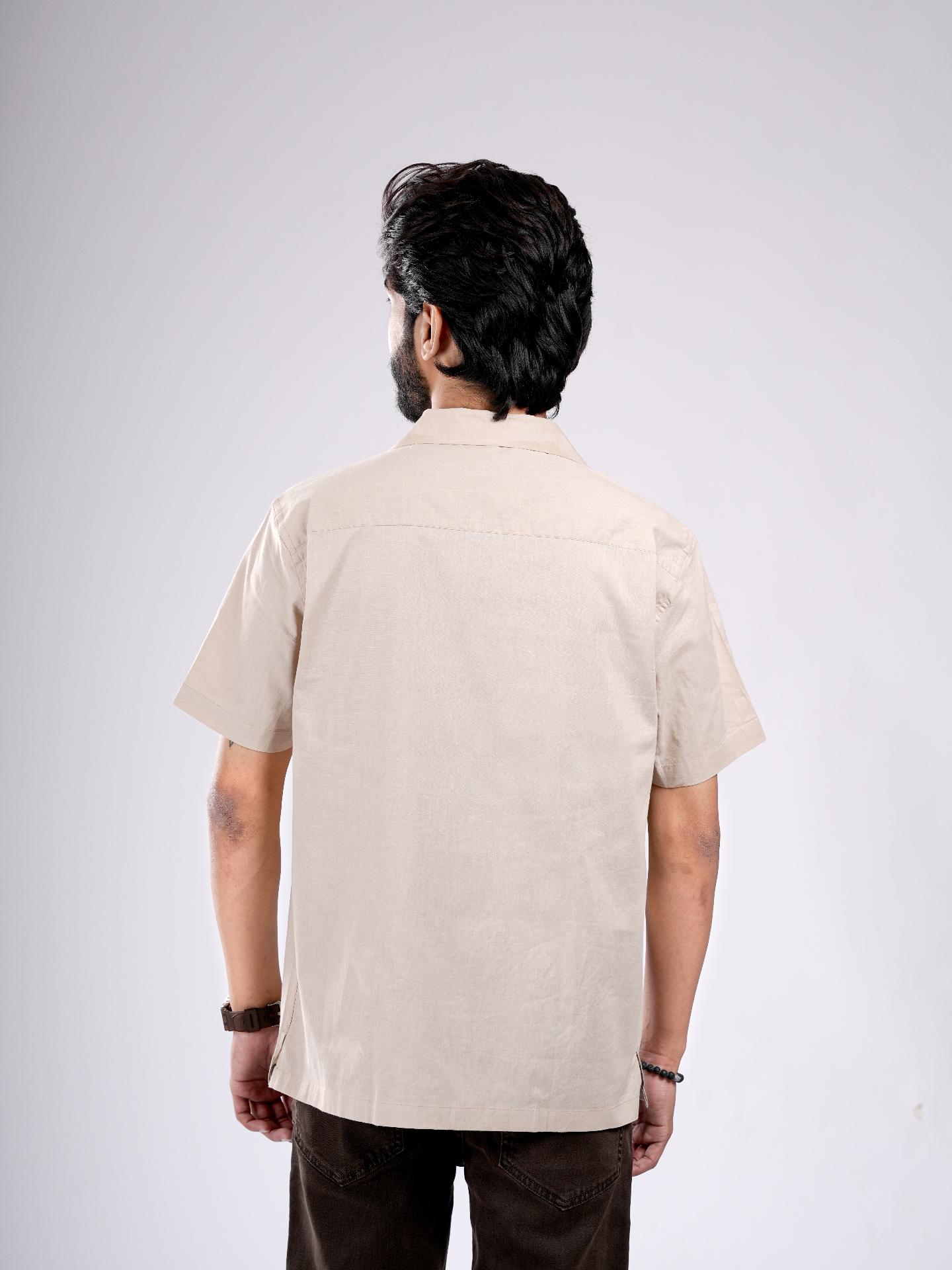 Beige Cuban Art Print Shirt