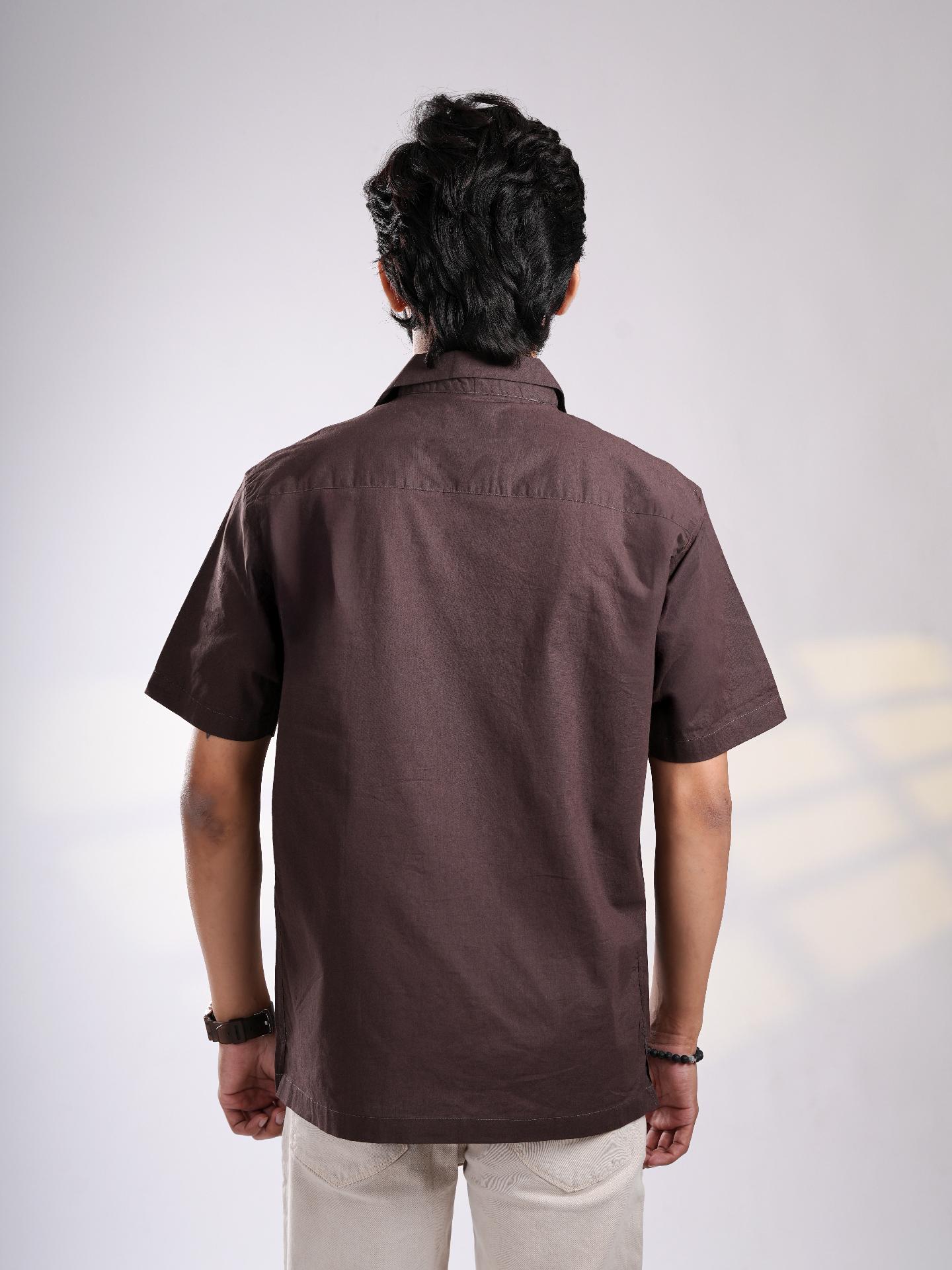 Brown Cuban Heritage Print Shirt