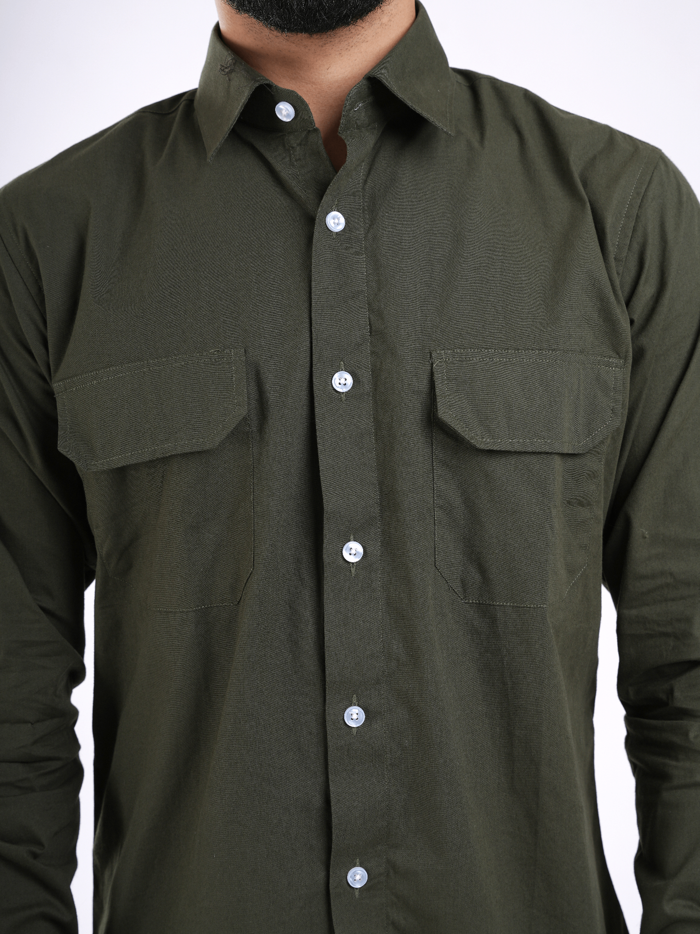 Olive Green Utility Cotton Shirt