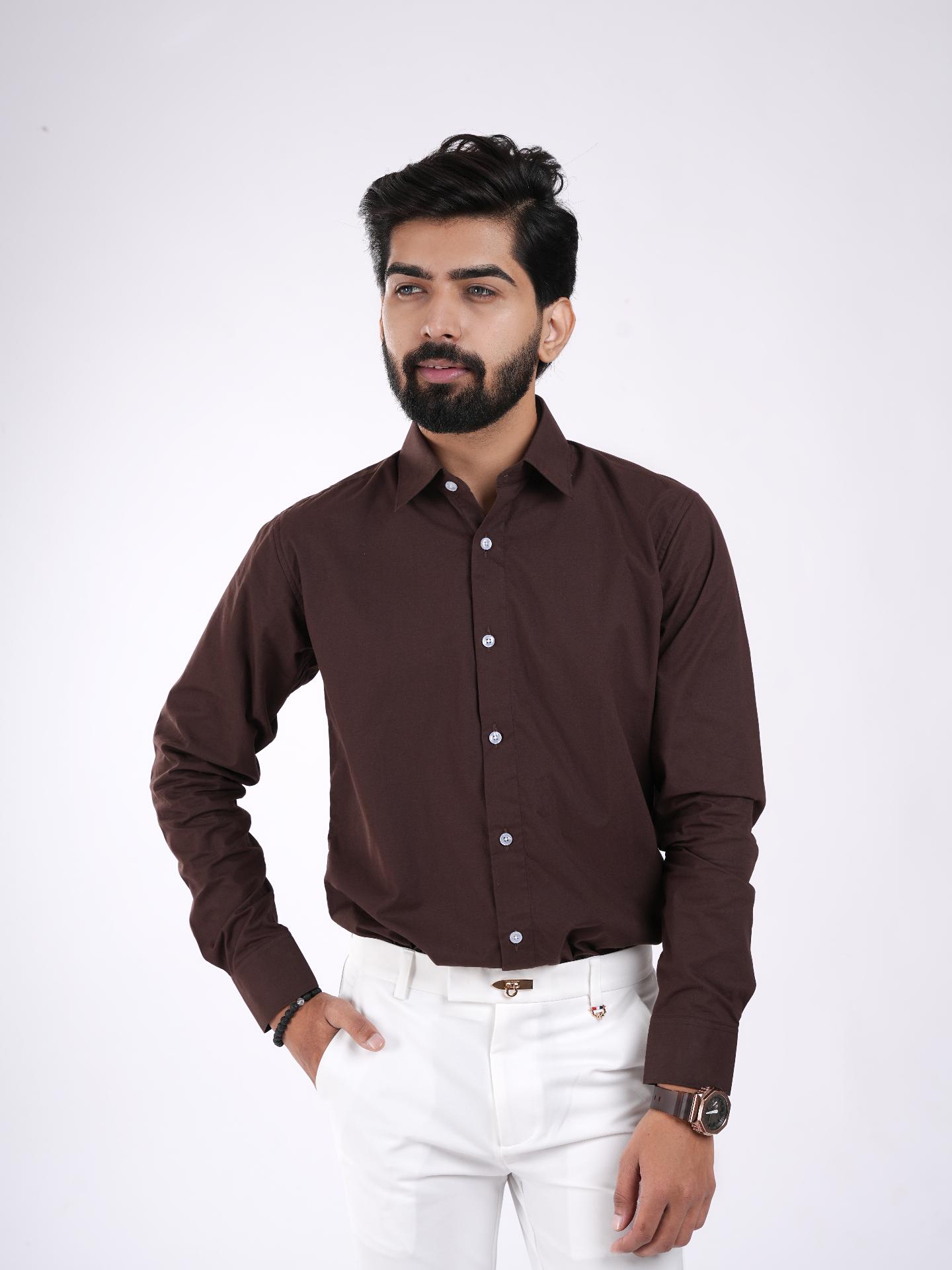 Chocolate Brown Cotton Shirt