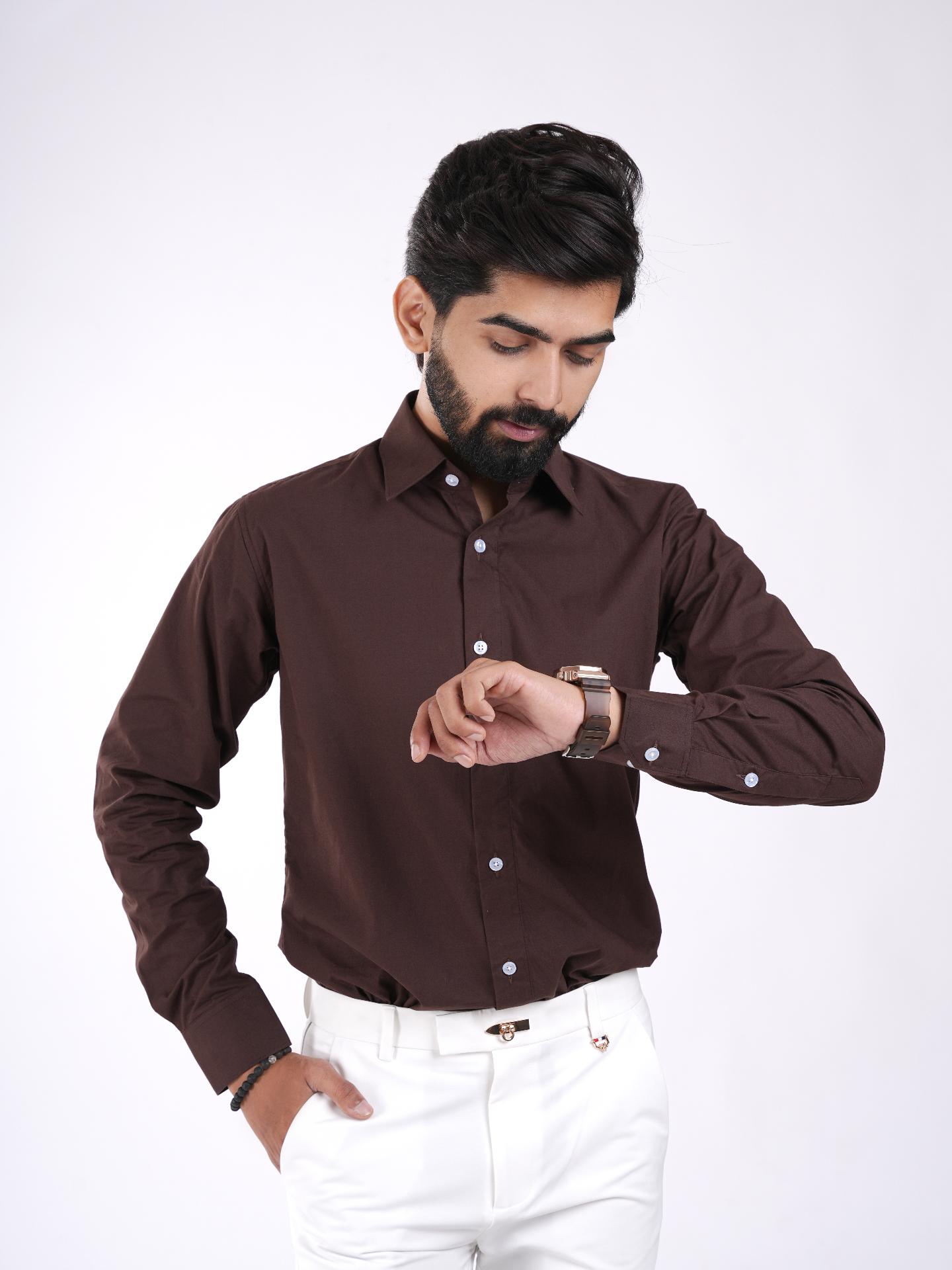 Chocolate Brown Cotton Shirt