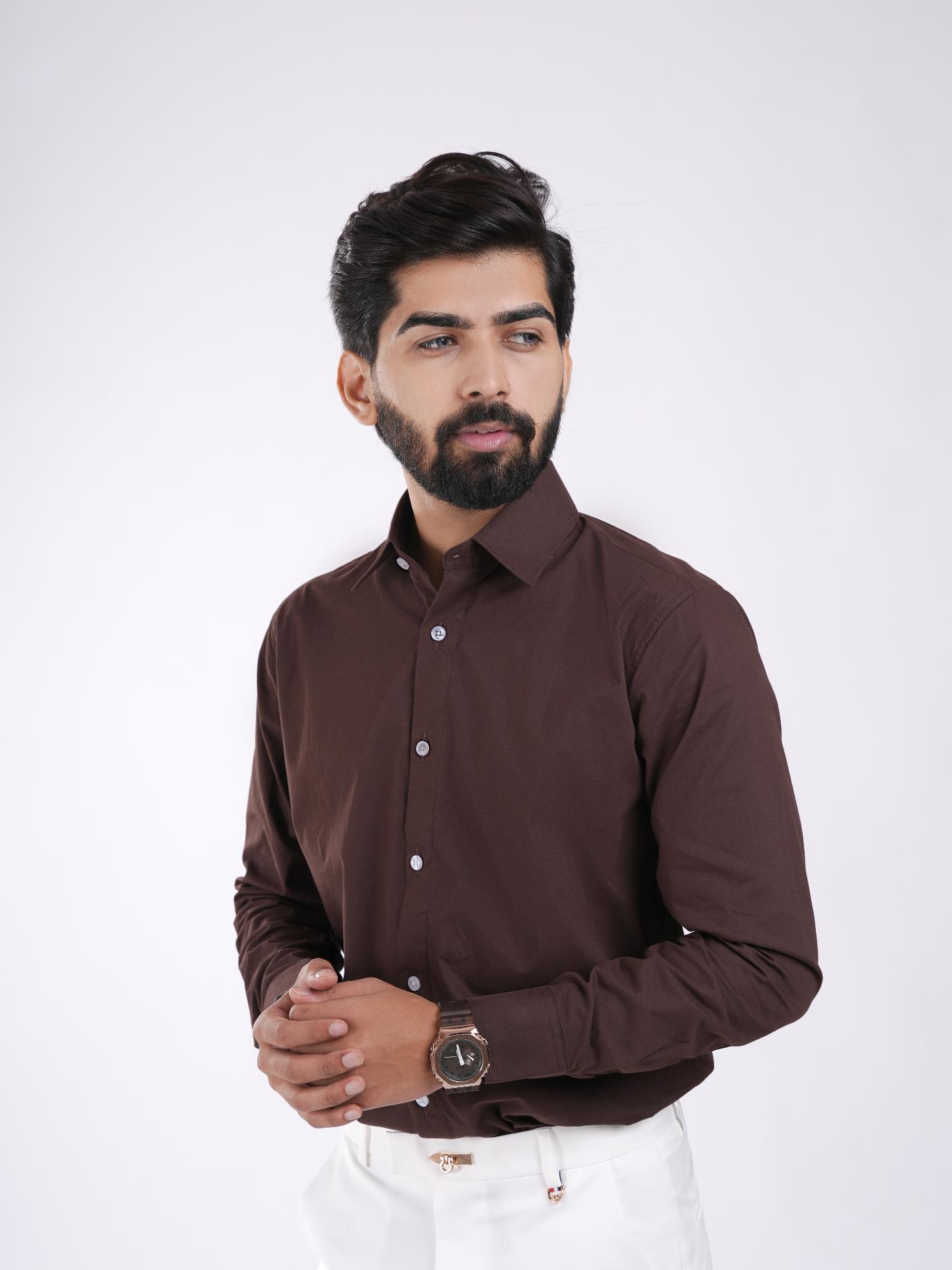 Chocolate Brown Cotton Shirt