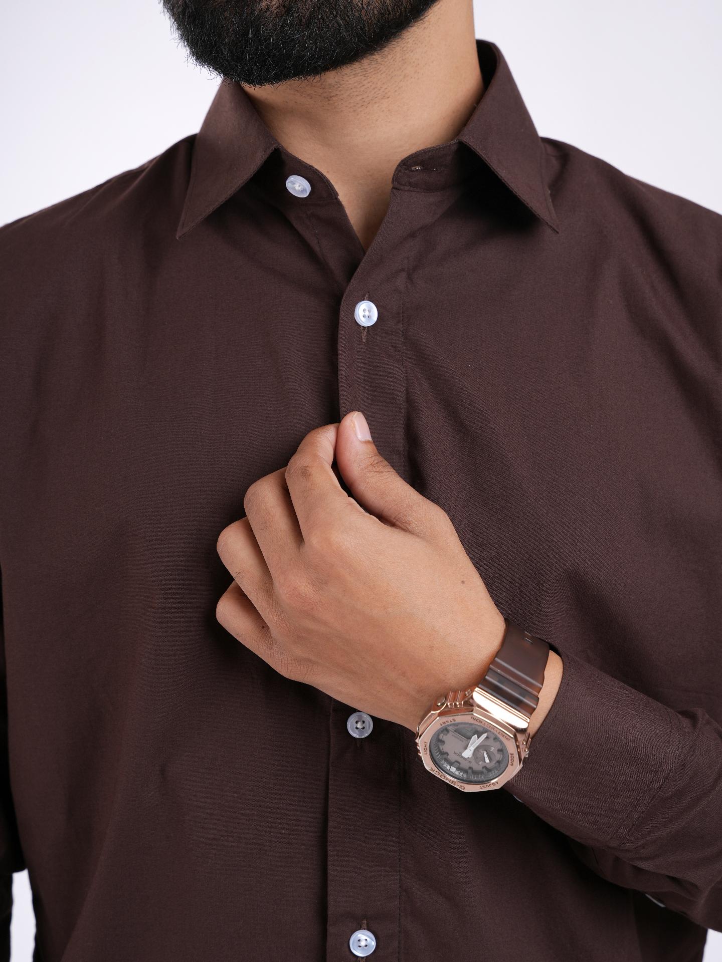Chocolate Brown Cotton Shirt