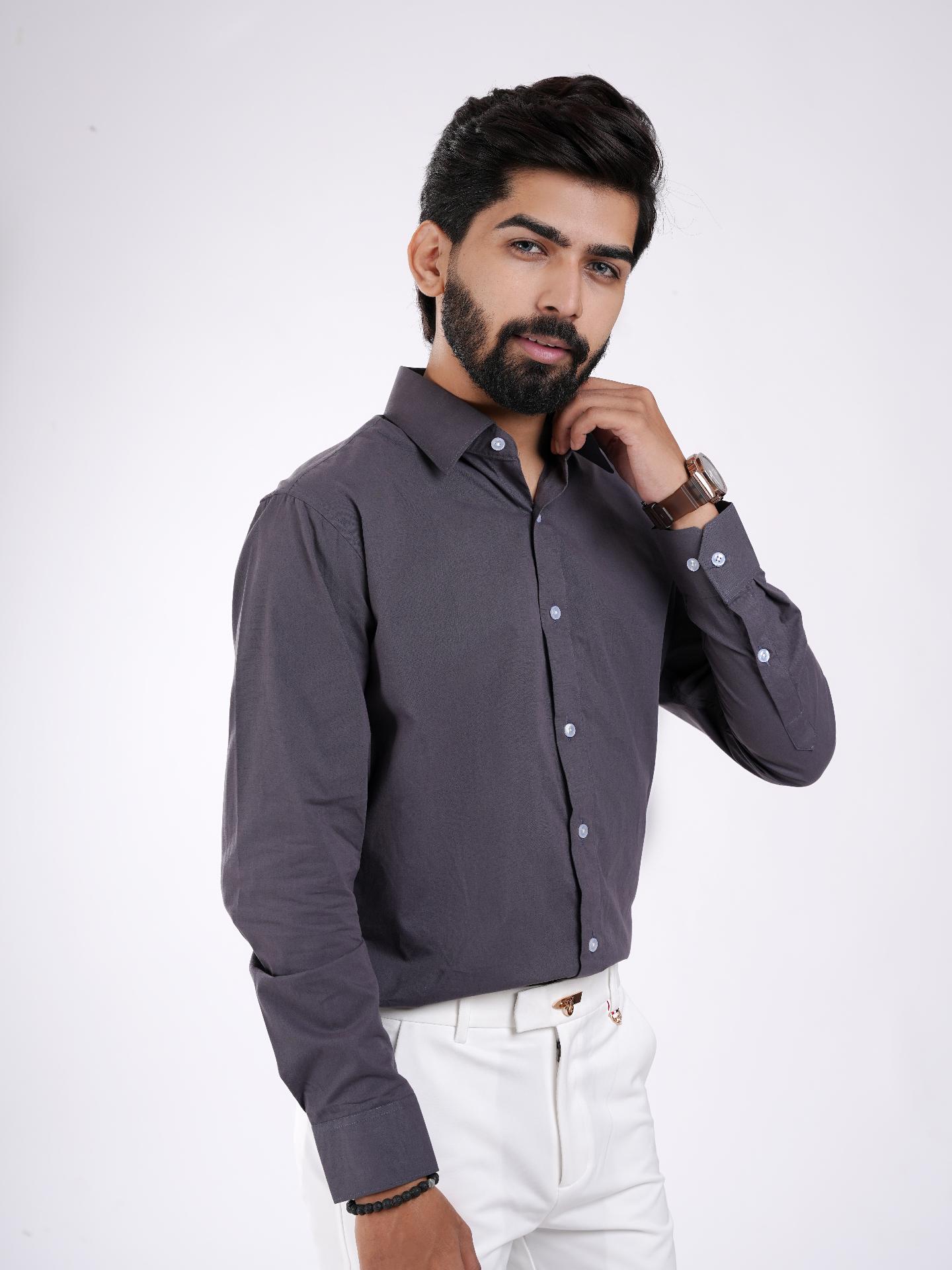 Charcoal Grey Cotton Shirt