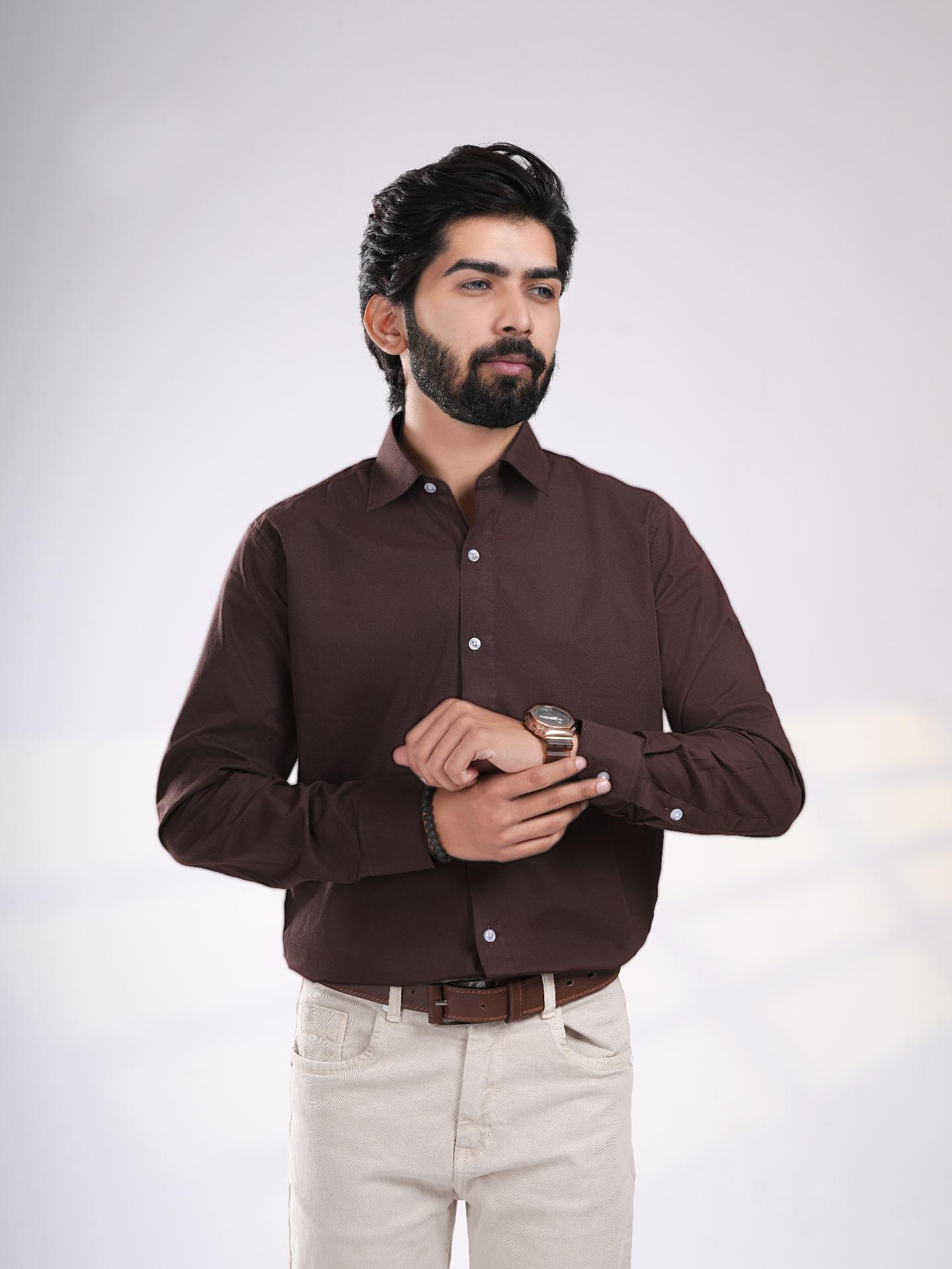 Deep Brown Classic Cotton Shirt