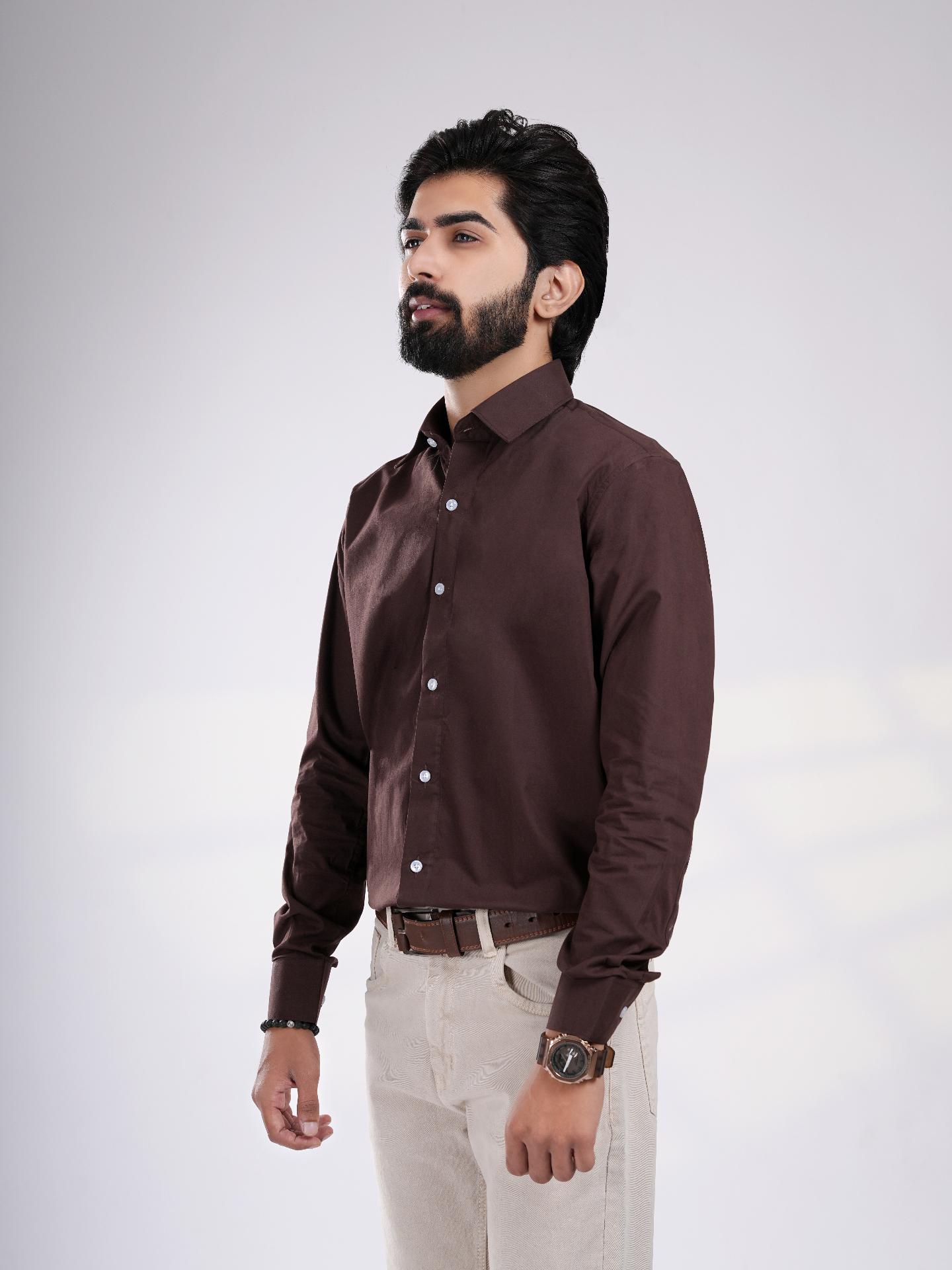 Deep Brown Classic Cotton Shirt