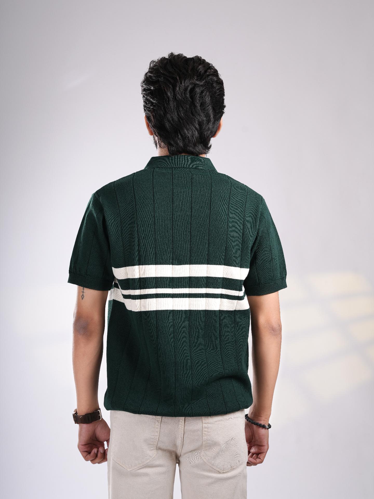 Green Knitted Polo T-Shirt