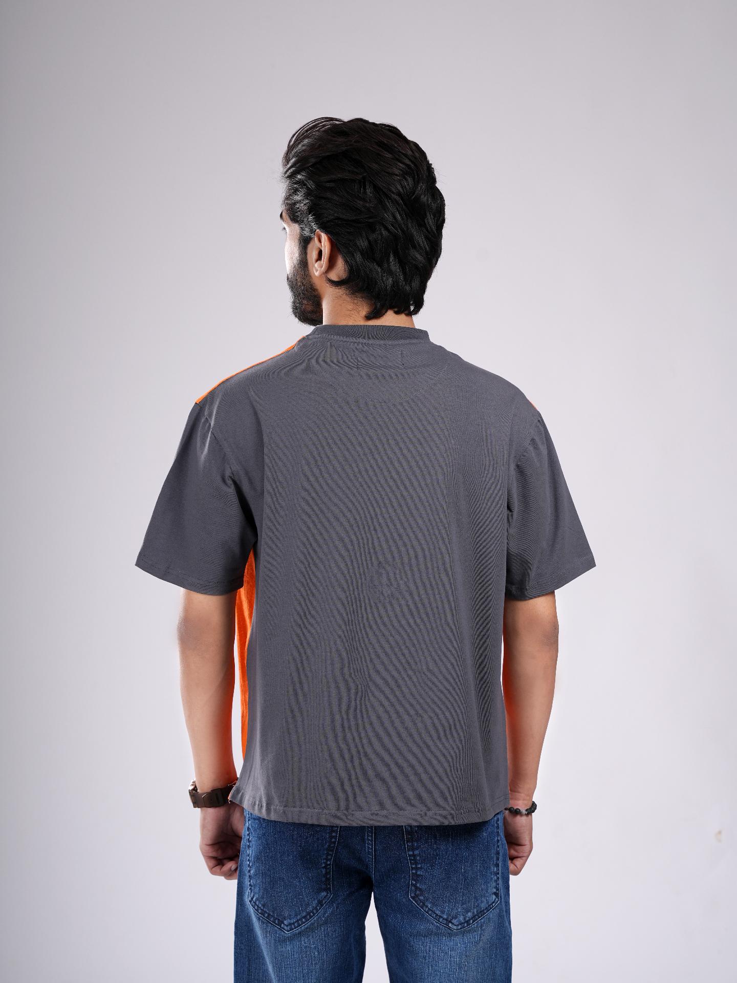 Orange & Grey Graphic Organic Cotton T-Shirt